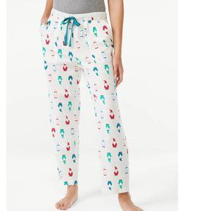 Women Joyspun Flannel Sleep Pajama Lounge Pants Size Med 8/10 GNOMES Pockets NWT